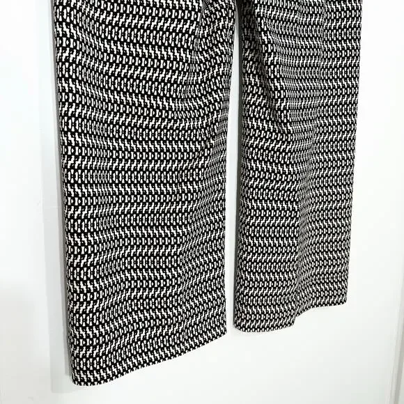 Anthropologie Maeve Colette Cropped Wide Leg Pants | Black White Print | SZ 33T - Picture 9 of 13